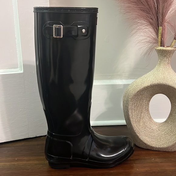 Hunter Tall Black Rain Boots Size 8 - Picture 4 of 7